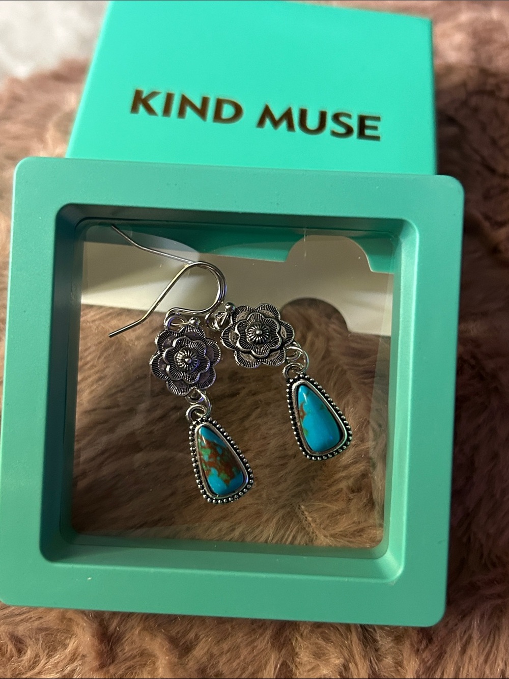 Turquoise Flower Dangle Earrings
